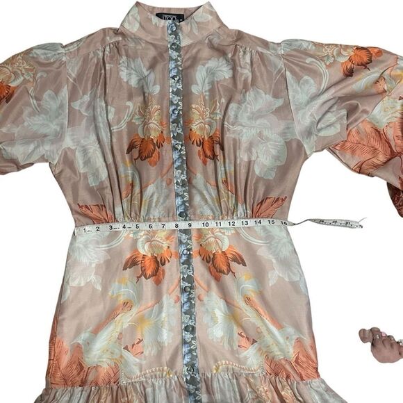 I TOO Italy Elegant Floral Long Sleeve Button Down Dress Size Small - Picture 11 of 16